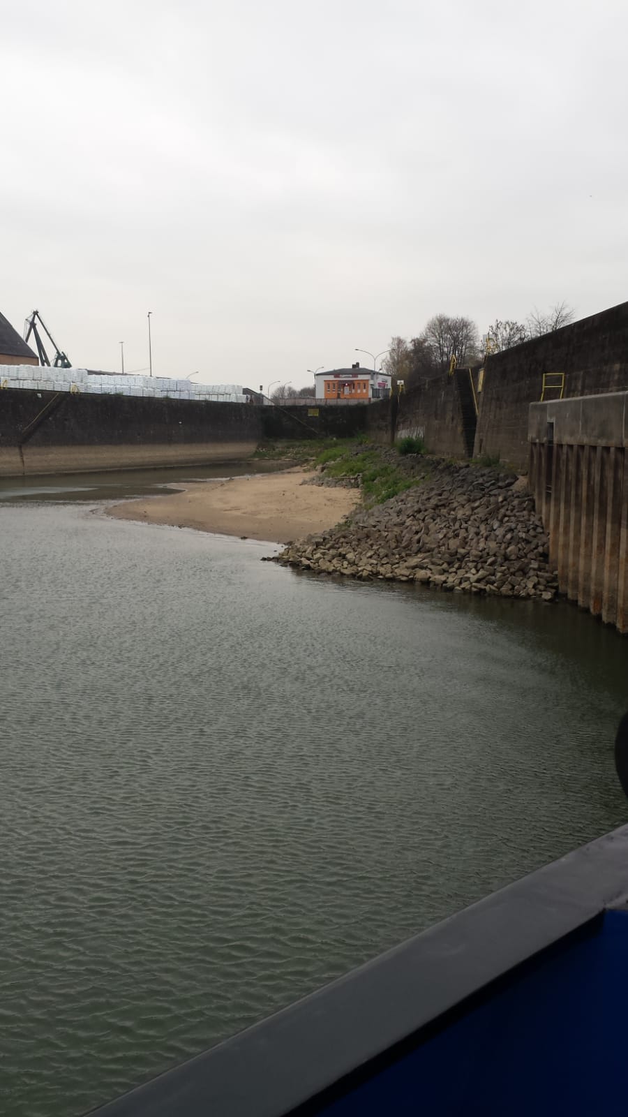 Hafen Köln Niehl während Niedrigwasser im November 2018